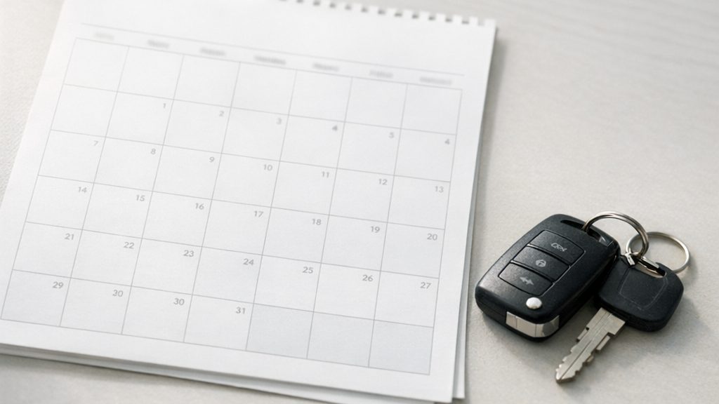 A calendar and car keys, how long you can keep a not-at-fault replacement car