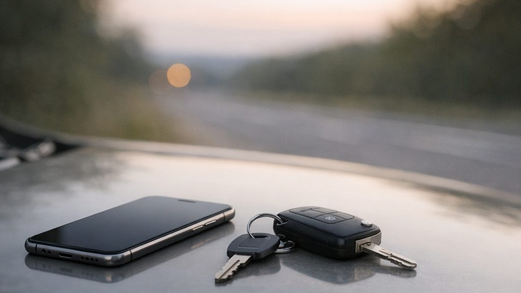 A phone and keys on a car bonnet, what to do after a not-at-fault accident