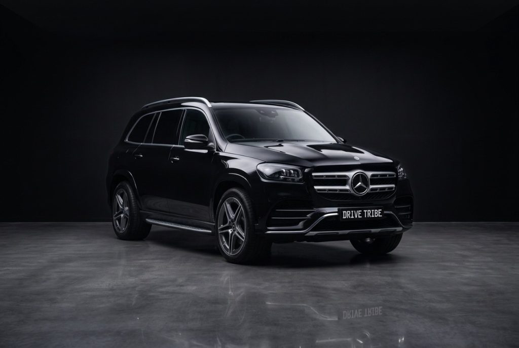 mercedes benz gls 450 2022 black, studio, front three quarter