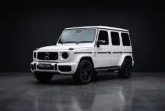 Mercedes-AMG G63 White, studio, front three quarter