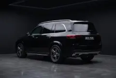 mercedes benz gls 450 2022 black, studio, rear three quarter